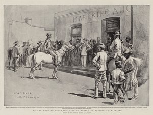 Bulawayo के रोड पर, Mafeking पर नीलामी द्वारा घोड़े बेच रहे हैं द्वारा चार्ल्स एडविन फ्रैप
