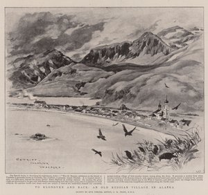 क्लोंडाइक और बैक, अलास्का में एक पुराना रूसी गांव (लिथो) द्वारा चार्ल्स एडविन फ्रैप