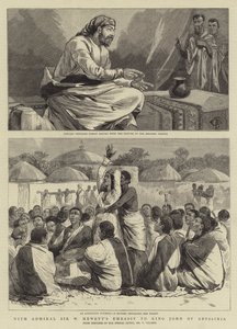 एडमिरल सर डब्ल्यू हेवेट के दूतावास के साथ एबिसिनिया के राजा जॉन के साथ द्वारा चार्ल्स एडविन फ्रैप