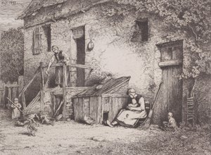 हाउस के सामने, 1845। द्वारा चार्ल्स एमिले जेक