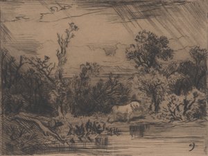 थंडरस्टॉर्म के साथ लैंडस्केप, 1848। द्वारा चार्ल्स एमिले जेक