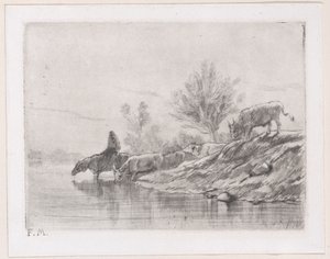 मवेशियों के साथ लैंडस्केप, 1848। द्वारा चार्ल्स एमिले जेक