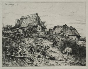 एक बैंक पर दो कॉटेज, 1879। द्वारा चार्ल्स एमिले जेक