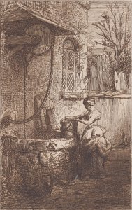 वूमन एट ए वेल, 1842। द्वारा चार्ल्स एमिले जेक