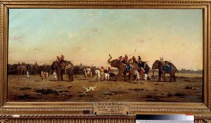 भारतीय शिकार। चार्ल्स डी टूरनेमाइन द्वारा पेंटिंग (1812-1872)