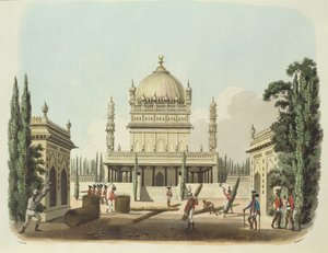 हैदर अली और टिप्पू सुल्तान का मकबरा, थॉमस मेडलैंड (1755-1823) पब द्वारा उत्कीर्ण &39;ओरिएंटल ड्रॉइंग्स&39; से प्लेट 49 1806 (एक्वाटिंट)