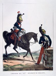 ड्रगोन की 12 वीं रेजिमेंट की वर्दी, फ्रांस, 1823।