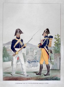शाही पैर gendarmes की वर्दी, फ्रांस, 1823।