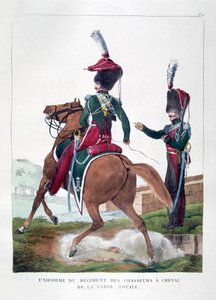 फ्रांसीसी शाही रक्षक, 1823 के घुड़सवार चेसुर रेजिमेंट की वर्दी।