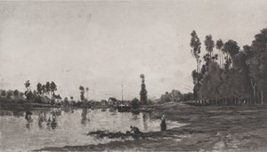 नदी द्वारा, 1865। द्वारा चार्ल्स फ्रेंकोइस डबगें