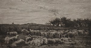 द लार्ज शीप-फोल्ड, 1860। द्वारा चार्ल्स फ्रेंकोइस डबगें