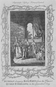डोनटन अपने कॉरोनेशन डे, 1773 पर किंग कॉव को अपनी कॉन्सर्ट क्वीन एथेलिगा से खींचते हुए। द्वारा चार्ल्स ग्रिग्नेशन