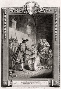 लेडी एलिजाबेथ ग्रे, एडवर्ड IV को अपनी भूमि, 15 वीं शताब्दी, 1777 को बहाल करने के लिए याचिका दायर कर रही है