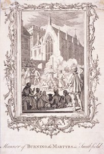 16 वीं शताब्दी, c1760 में स्मिथफील्ड में जलाए जा रहे प्रदर्शनकारियों का दृश्य। द्वारा चार्ल्स ग्रिग्नेशन