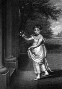 एल। कुक द्वारा गाई गई नौ साल की उम्र में एलिजाबेथ बैरेट मौलटन-बैरेट मध्य C19 वां द्वारा चार्ल्स हैटर