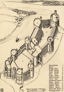 ए बर्ड्स-आई व्यू ऑफ़ केर्नारवॉन कैसल, नॉर्थ वेल्स, 1931