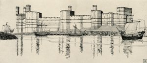 कैर्नारवोन कैसल, नॉर्थ वेल्स, 1931 का बाहरी हिस्सा द्वारा चार्ल्स हेनरी बॉर्न क्वेनेल