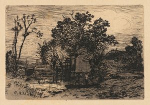 [एक कॉटेज में कॉटेज एंड टू फिगर], 1878। द्वारा चार्ल्स हेनरी मिलर