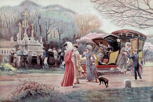 ब्रेटन कलवारी में पेलेरिनेज - चार्ल्स हेनरी टेरे (1864 - 1926) द्वारा 20 वीं शताब्दी की शुरुआत से प्रिंट। पेरिस, सजावटी कला