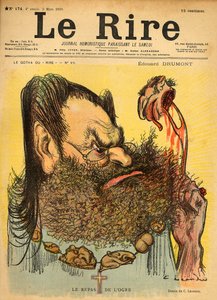5 मार्च 1898 को &39;ले रिअर&39; के फ्रंट कवर से एडवर्ड ड्रूमोंट का कैरिकेचर द्वारा चार्ल्स लिएंड्रे
