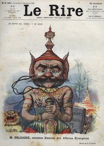 थियोफाइल डेलकासे (1852-1923), फ्रांसीसी राजनीतिज्ञ - ले गोथा डू "" लाफ्स", नंबर XXXVI, एम। डेलकासे, विदेश मामलों के सियामी मंत्री - चार्ल्स लिएंड्रे द्वारा कार्टून - (6 दिसंबर 1902) द्वारा चार्ल्स लिएंड्रे