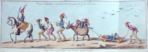 1803 में हन्ना हम्फ्री द्वारा प्रकाशित जेम्स गिल्रे (1757-1815) द्वारा उकेरी गई ग्रेट ब्रिटेन की विजय के लिए मार्च करते फ्रांसीसी स्वयंसेवक (हाथ से रंगी हुई नक़्क़ाशी) द्वारा चार्ल्स लोरेन (बाद में) स्मिथ