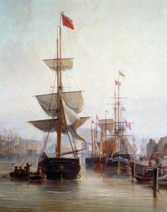 1855 में रूऑन के बंदरगाह में जहाज विस्तार से। चार्ले लुई मोज़िन (1806-1862) 1855 रूएन, मुसी डेस बीक्स आर्ट्स द्वारा पेंटिंग द्वारा चार्ल्स लुइस मोजिन