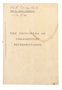 &39;संसदीय प्रतिनिधित्व के सिद्धांत&39; का शीर्षक पृष्ठ द्वारा चार्ल्स लुत्विज डोड्सन