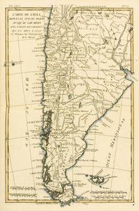 चिली, पेरू के दक्षिण से केप हॉर्न तक, गिल्टम रायल (1713-96) द्वारा जेनेवा, 1780 में प्रकाशित &39;एटलस डी टाउट्स लेस पार्टीज कनेक्ट्स ड्यू ग्लोब टेरेस्ट्रे&39; से द्वारा चार्ल्स मैरी रिगोबर्ट बोने