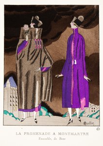 La Promenade a Montmartre, कलेक्शन ऑफ़ फैशन प्लेट्स, 1920 (पोचोइर प्रिंट) से द्वारा चार्ल्स मार्टिन