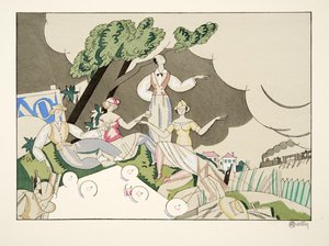 खेल और मनोरंजन, पब से पिकनिक। 1914 (स्टैंसिल प्रिंट)