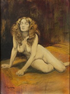 झूठ बोल रही महिला नग्न, सी। 1895.