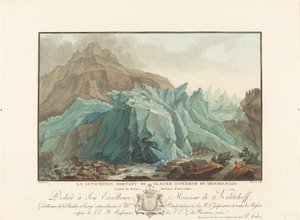 1785 में लोअर ग्रिंडेलवाल्ड ग्लेशियर से निकलने वाली लुट्सचिनन। द्वारा चार्ल्स मेल्चिएर डेसकोर्टिस