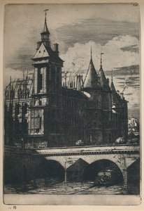 क्लॉक टॉवर तीसरा राज्य, 10 516 x 7 14 इंच, 1852, 1927 द्वारा चार्ल्स मेरियन