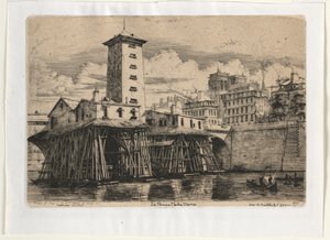 नोट्रे डेम पम्पहाउस, पेरिस, 1852। द्वारा चार्ल्स मेरियन