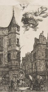 Tourelle Rue de l'Ecole de Médecine, 22 House with a Turret, No 22, rue de l'Eco..., 1861 या बाद का। द्वारा चार्ल्स मेरियन