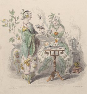 चाय और कॉफी, Les Fleurs Animées, 1847 से।