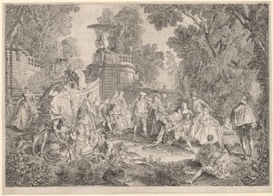 द गेम ऑफ़ ब्लाइंड मैंस ब्लफ़, 1739। द्वारा चार्ल्स निकोलस कोचीन