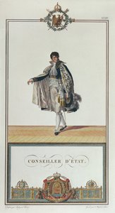 नेपोलियन के राज्याभिषेक के लिए राज्यमंत्री की वर्दी, 1804 (रंग उत्कीर्णन)