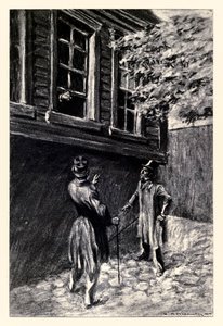 चार्ल्स रेमंड मैकॉली (1871-1934) द्वारा सचित्र रॉबर्ट लुइस स्टीवेन्सन (1850-1894) द्वारा 'स्ट्रेंज केस ऑफ डॉ जेकिल एंड मिस्टर हाइड' से उन्होंने इसे देखा लेकिन एक झलक के लिए द्वारा चार्ल्स रेमंड मैकॉली