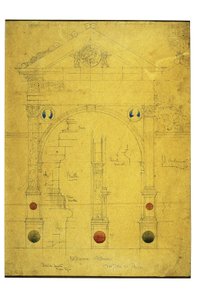 प्रवेश द्वार, सर्टोसा डी पाविया, 1891 (कागज पर पेंसिल और पानी का रंग) द्वारा चार्ल्स रेनी मैकिन्टोश