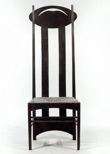 उच्च समर्थित कुर्सी, c.1897 (भीड़ वाली अनचाहे अंडाकार पीठ की पटरियों के साथ गहरे दाग वाले ओक)