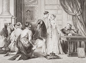 लेडी जेन ग्रे की ताजपोशी को स्वीकार करने की अनिच्छा, सायन हाउस, 8 जुलाई 1553 को &39;अंग्रेजी और स्कॉटिश इतिहास के उदाहरण&39; वॉल्यूम I से द्वारा चार्ल्स रॉबर्ट लेस्ली