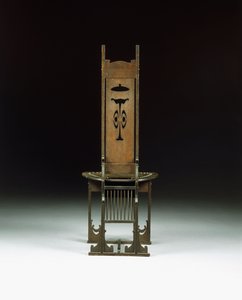 एक साइड कुर्सी, छेदा डिज़ाइन के साथ, c.1899 (नक्काशीदार ओक) द्वारा चार्ल्स रोल्फ़