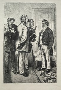 हमारे क्रिसमस तुर्की, श्री बोब्स्बी चिंतित, 1868। द्वारा चार्ल्स सैमुअल कीने