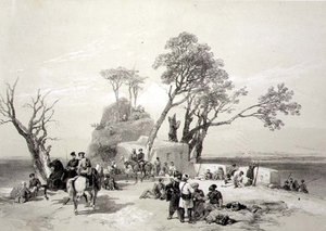 पंजाब: 10 फरवरी 1845 को ब्रिटिश पिकेट्स द्वारा कब्जाए गए रोडावाला की चौकी, जेम्स डफिल्ड हार्डिंग (1798-1863) 1847 (लिथो) द्वारा उकेरी गई 'रिकॉलेक्शंस ऑफ इंडिया' की प्लेट 8 द्वारा चार्ल्स स्टीवर्ट (बाद में) हार्डिंग