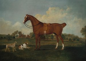 एक बे शिकारी दो परिदृश्य में, 1779 से परे एक हवेली के साथ