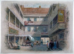 व्हाइट हार्ट इन, बोरो हाई स्ट्रीट, साउथवार्क, लंदन का आंगन, c1860 द्वारा चार्ल्स विल्किंसन