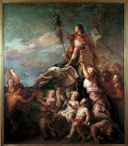 चार्ल्स डे ला फॉसे (1636-1716) 17वीं सदी के सूर्य द्वारा बाकस पेंटिंग की विजय। 1,57x0,83 मीटर।