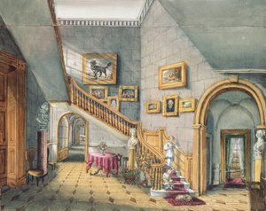 द स्टेयरकेस, स्ट्रोड पार्क, एक एल्बम ऑफ़ इंटरियर्स से f26, 1843 द्वारा चार्लोट बोसावेट